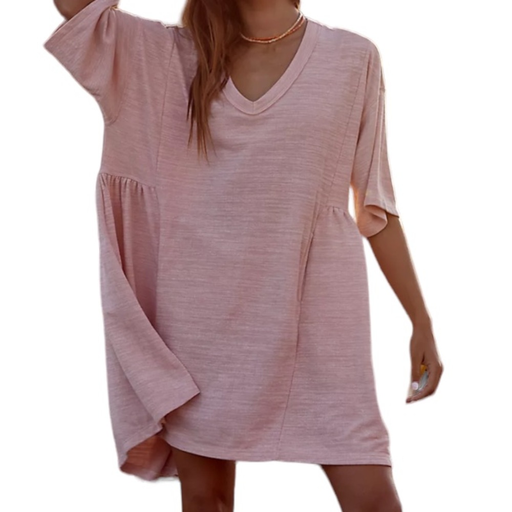 Free People FB BEACH Stone Harbor Mini Dress Pink Rose NWOT Size Large OB1239942